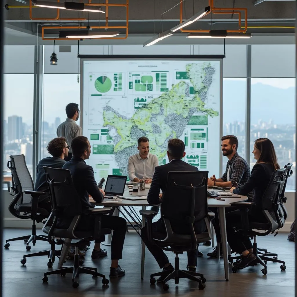 Equipe de consultoria em reunião no escritório